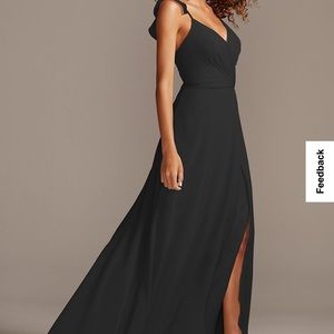 David’s bridal chiffon, black dress. Size 6.